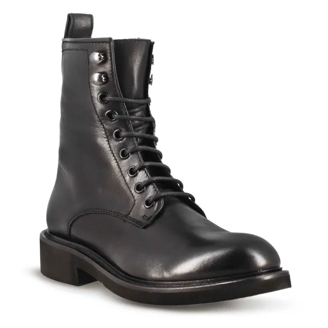 Leonardo Shoes Stivali Donna anfibio pelle nero lacci