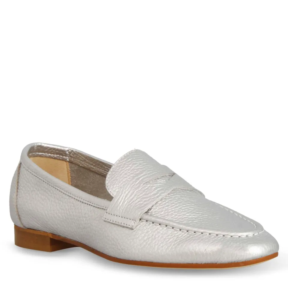 Leonardo Shoes Brenta Argento mocassini donna pelle argento