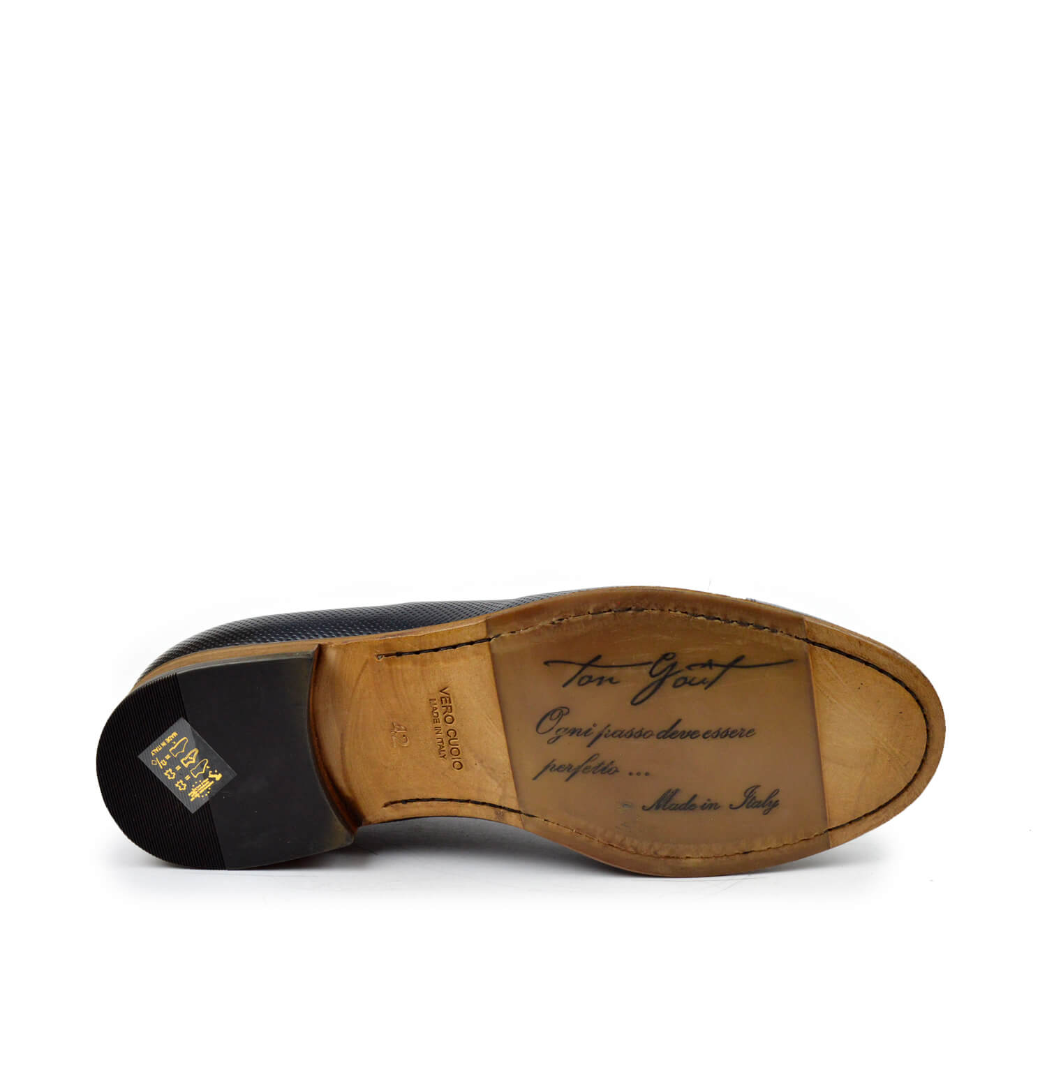 Ton Goût Ocean mocassino uomo pelle blu microforata Blake