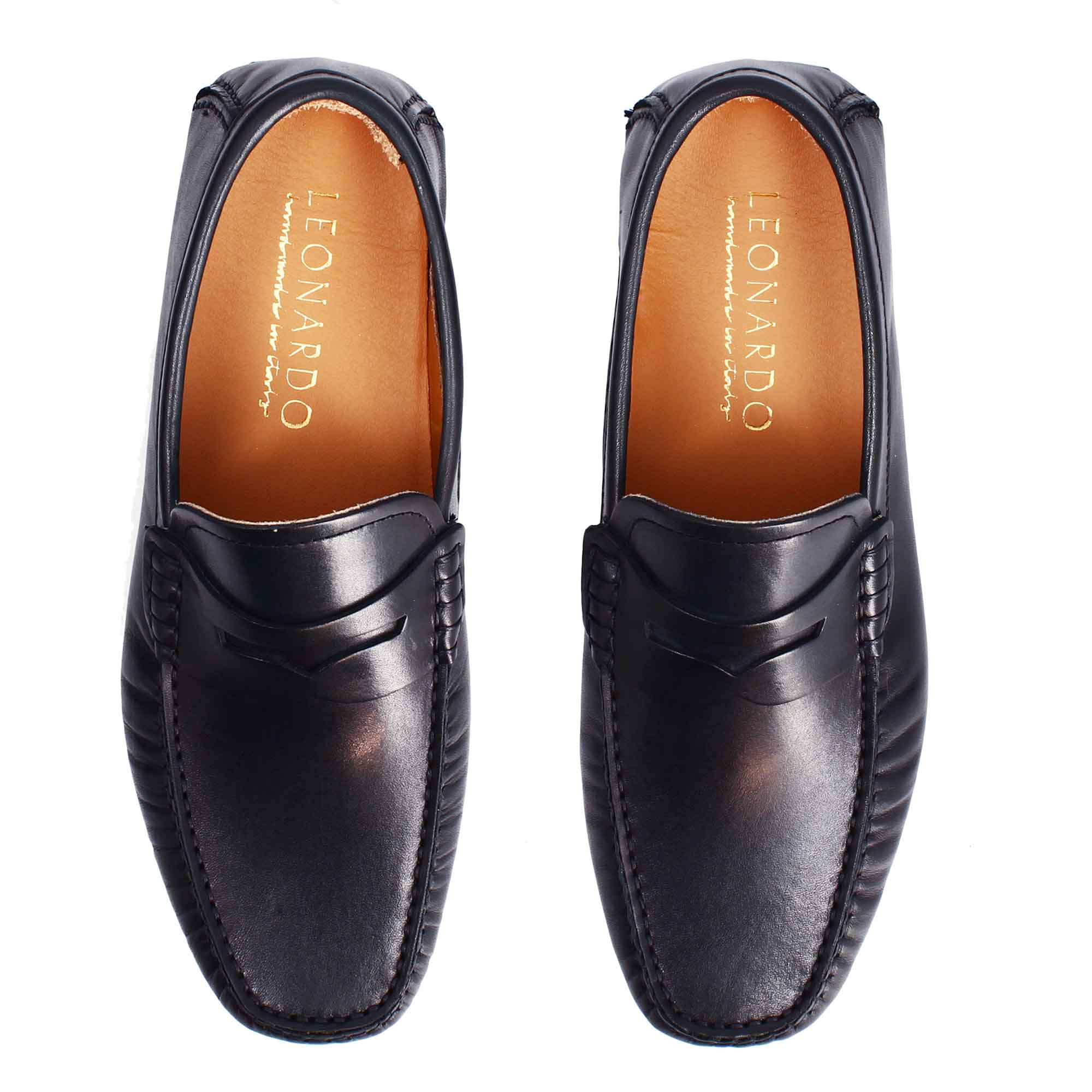 Leonardo Shoes Tiberio mocassini uomo blu pelle liscia