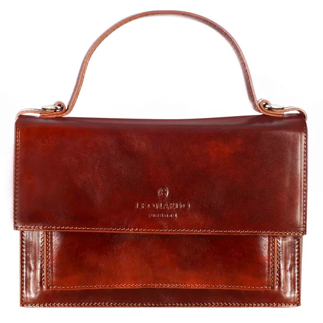 Leonardo Shoes Contessina borsa donna pelle marrone 28 cm