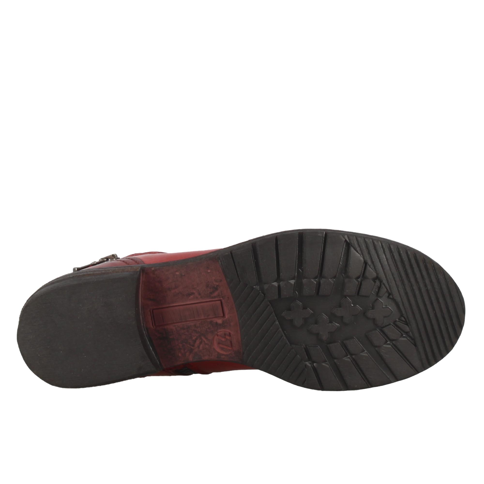 Leonardo Shoes Stivaletto Donna Pelle Rosso Cerniera Asimmetrica