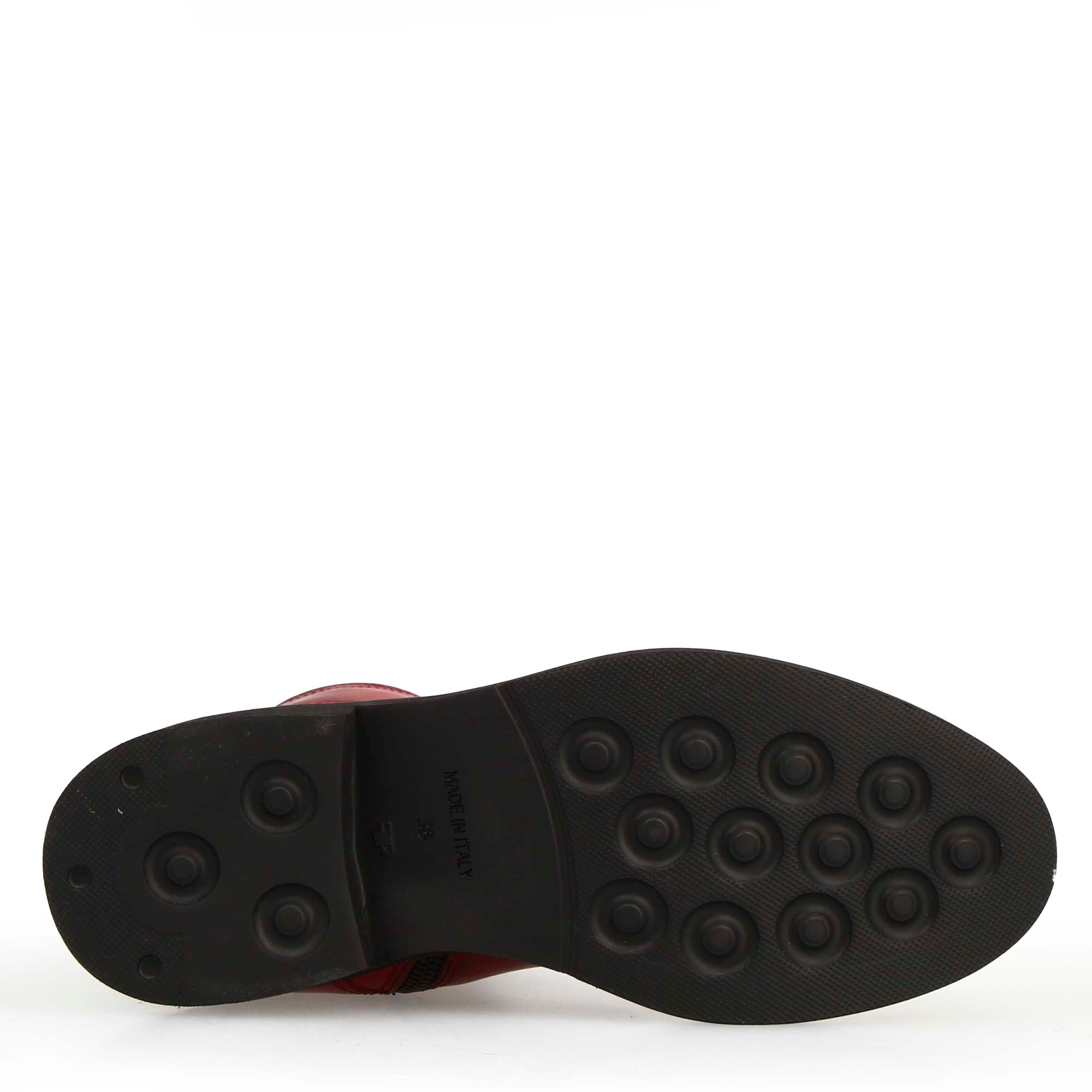 Leonardo Shoes Stivali Donna Anfibio Pelle Rosso Lacci Zip Gomma