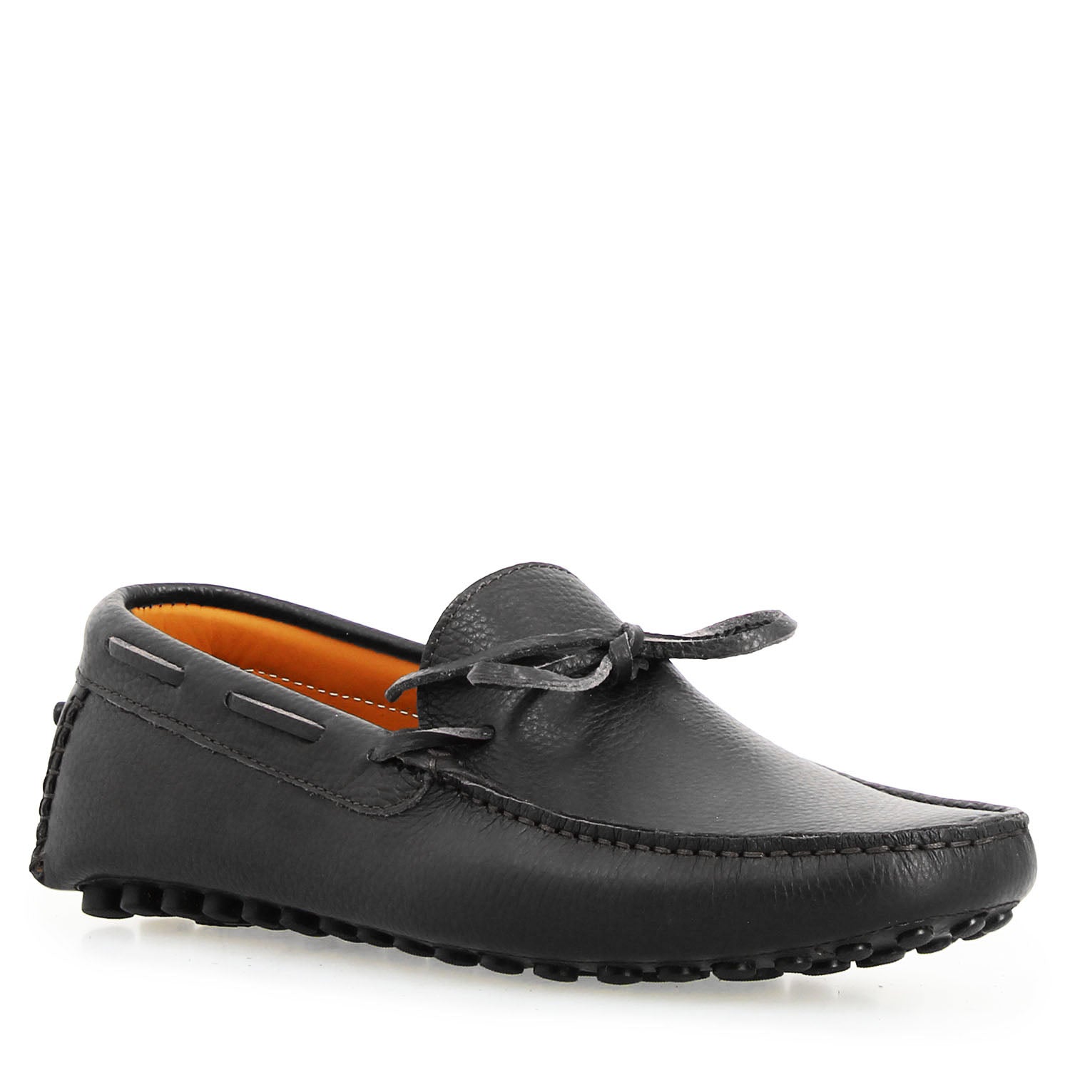 Leonardo Shoes Mocassini Uomo Dario Pelle Nera Driver