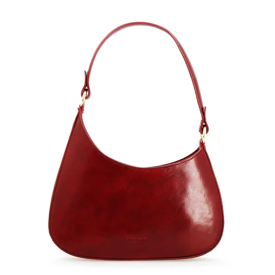 Leonardo Isotta M borsa donna pelle bordeaux mezzaluna