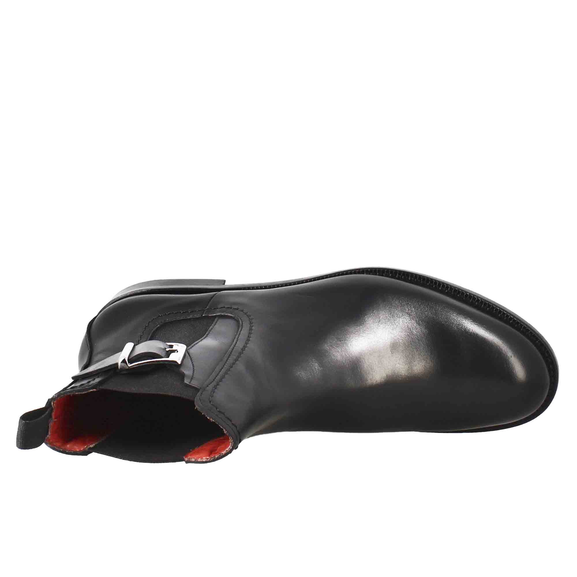 Leonardo Shoes Stivali Donna nero fibbia tacco basso pelle