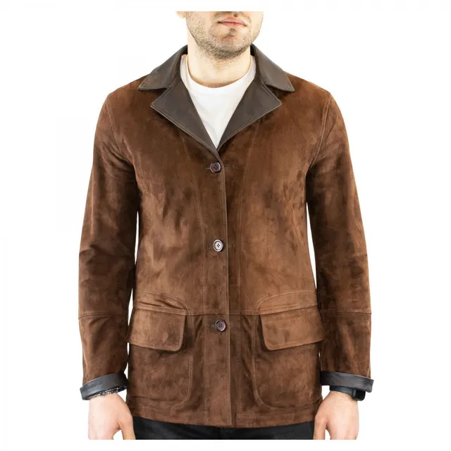 Leonardo Shoes giacca pelle uomo reversibile testa di moro renna