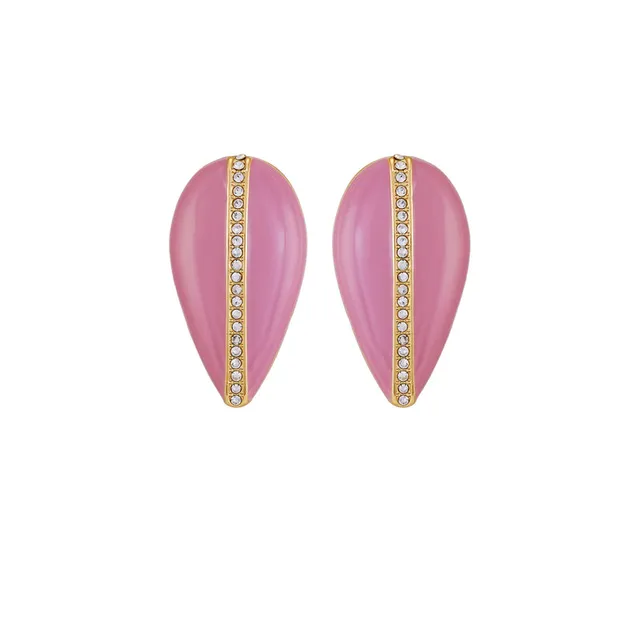 Vince Camuto Orecchini Goccia Oro Smalto Rosa Pietre