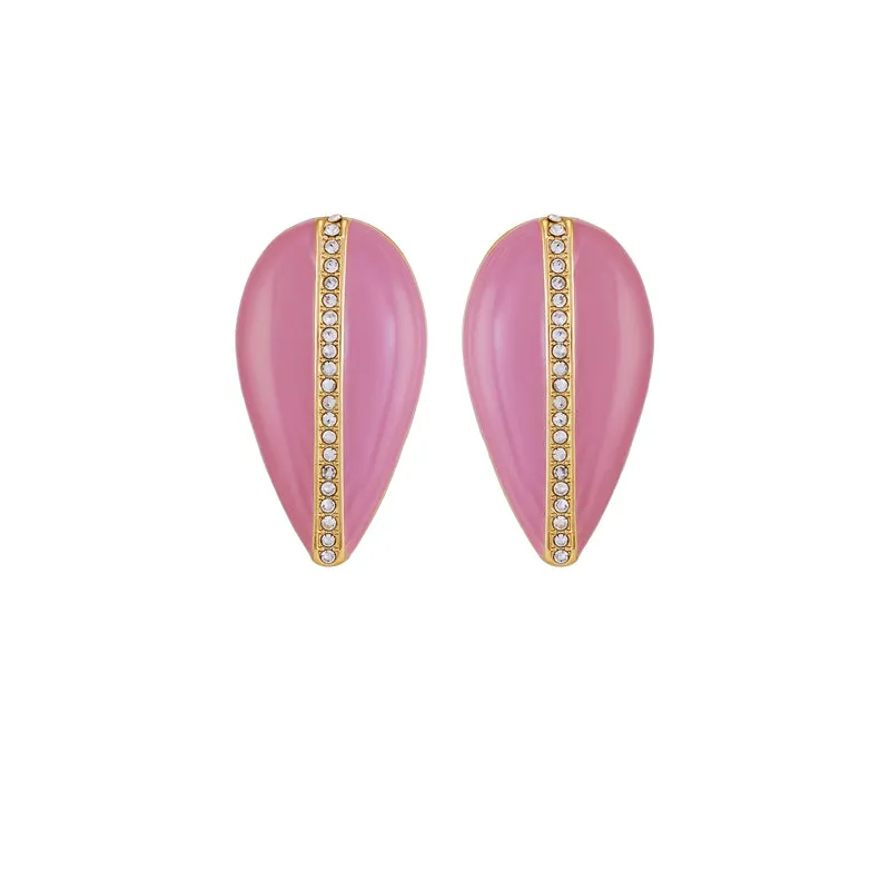 Vince Camuto Orecchini Goccia Oro Smalto Rosa Pietre