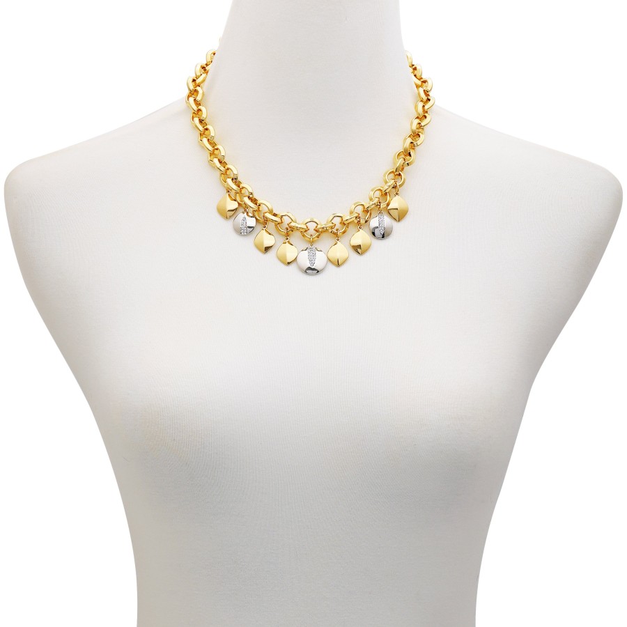 Vince Camuto collana foglie oro bicolore donna