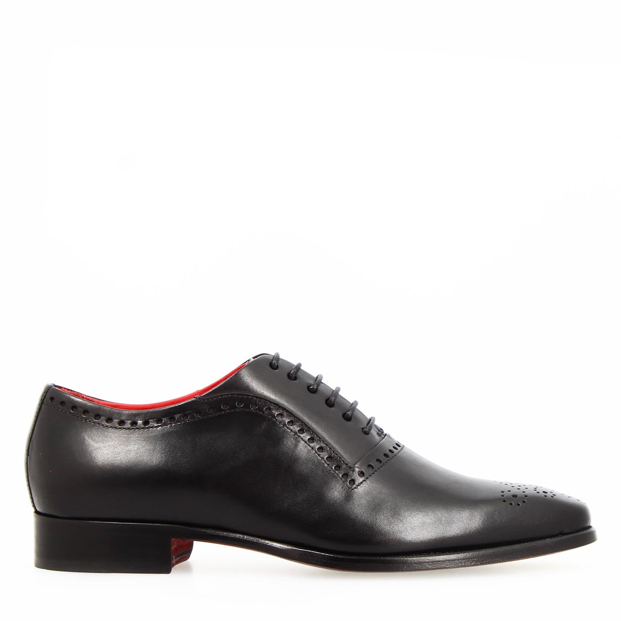Leonardo Shoes Ettore Nero Oxford Pelle Semibrogue da Cerimonia