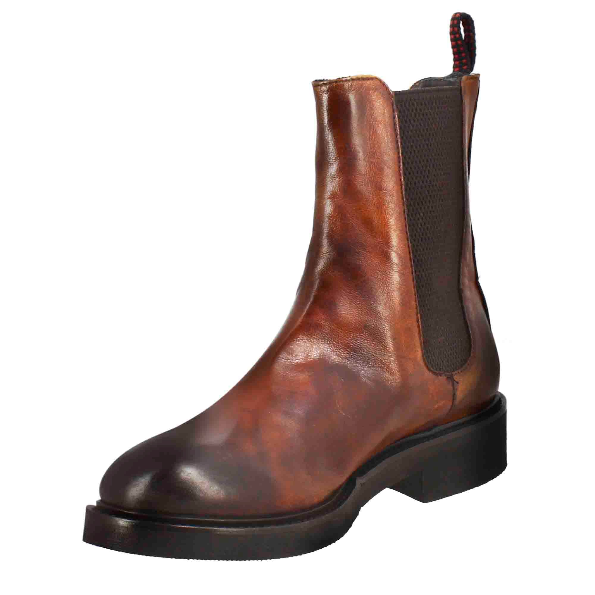 Leonardo Shoes Paupa Chelsea Cuoio Scuro in Pelle