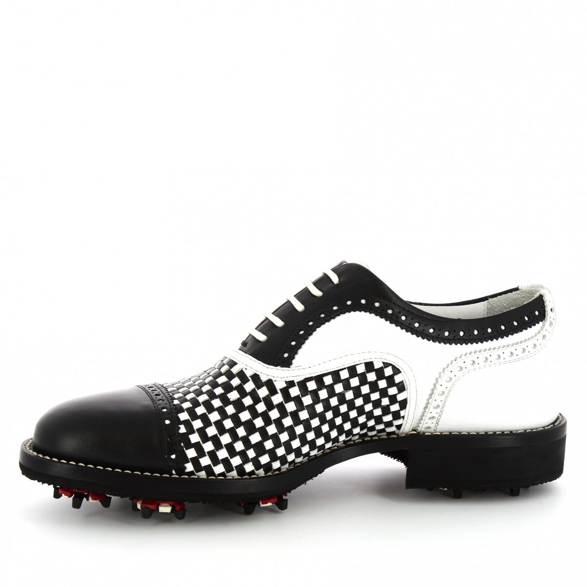Leonardo Shoes Golf scarpe da golf pelle intrecciata nero 43
