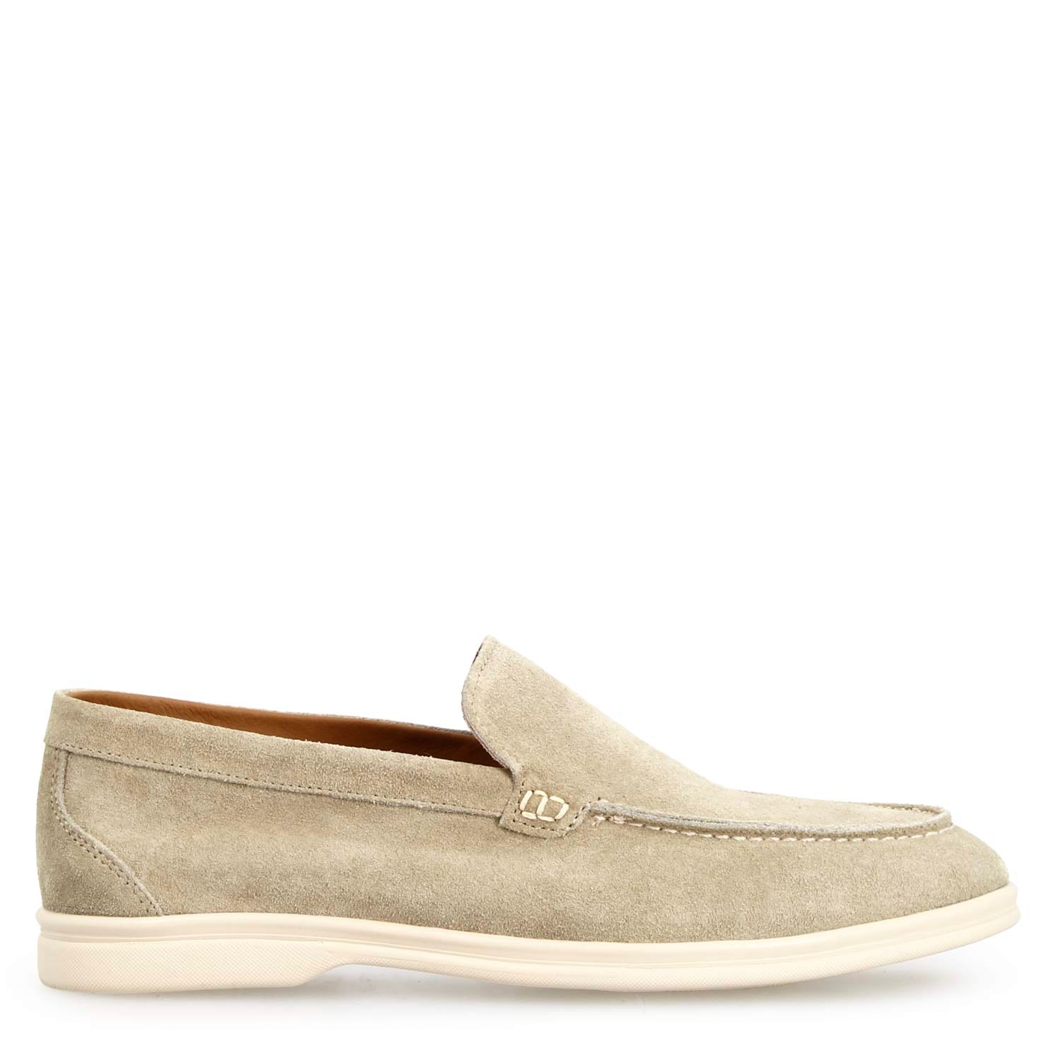 Leonardo Shoes Elite mocassino camoscio beige sabbia