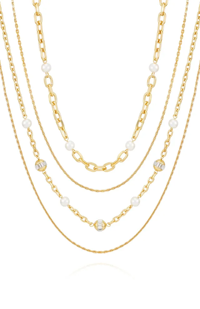 Vince Camuto Strati collana multistrato oro perle