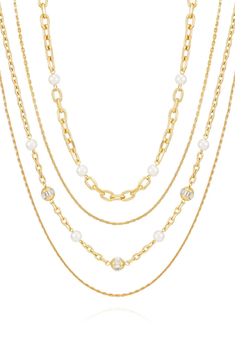 Vince Camuto Strati collana multistrato oro perle