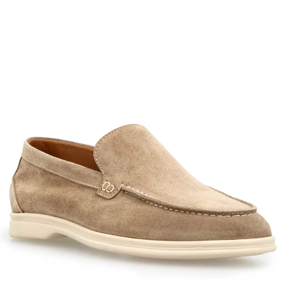 Leonardo Elite mocassino uomo camoscio marrone chiaro