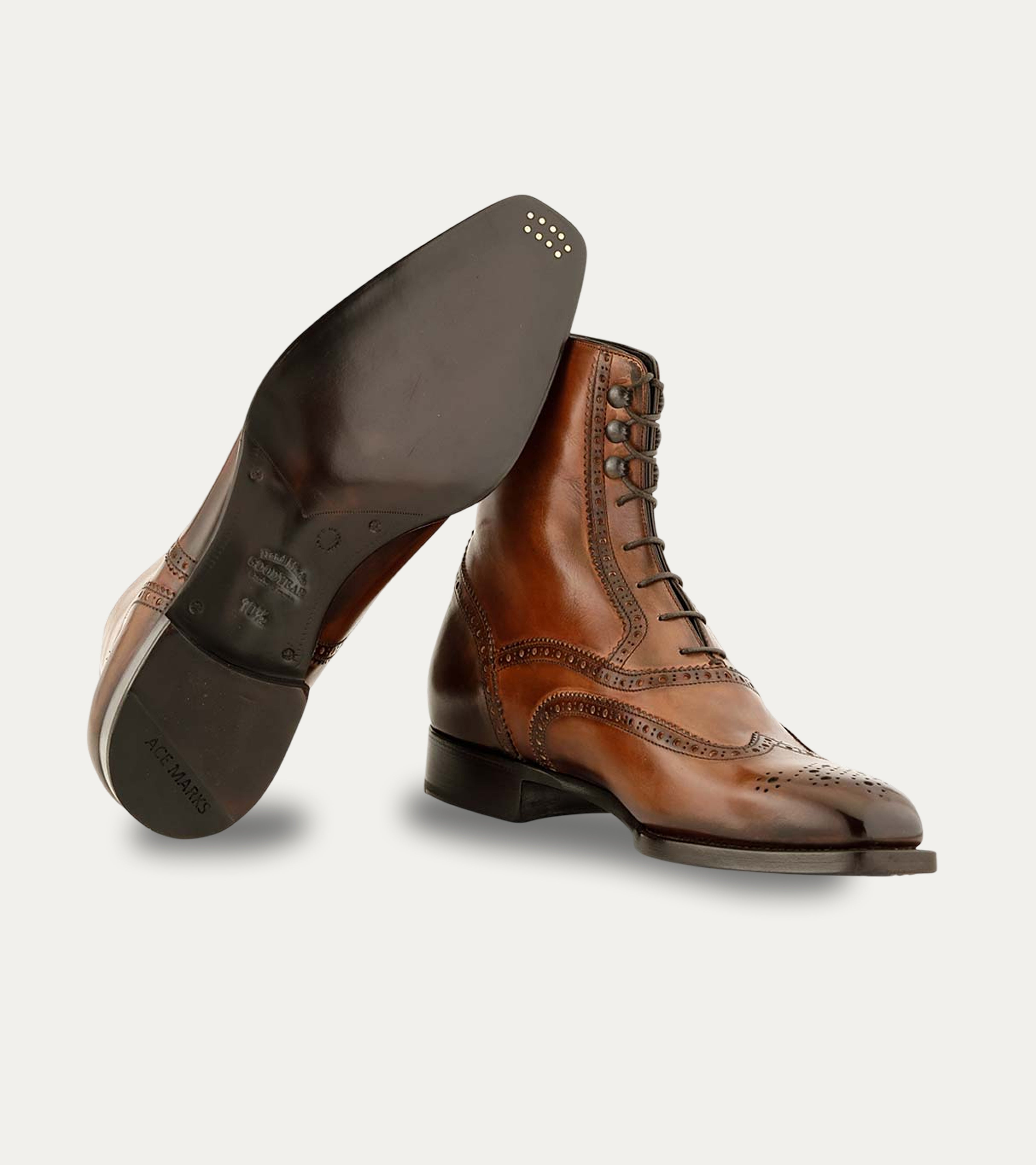 Ace Marks Fin Brown Signature stivali uomo pelle marrone vitello