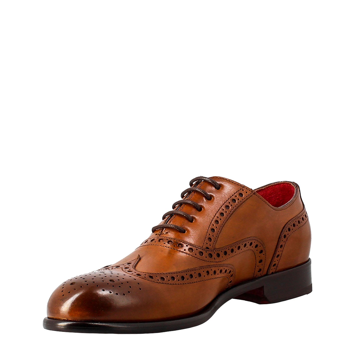 Leonardo Shoes Oxford brogue francesine uomo pelle marrone
