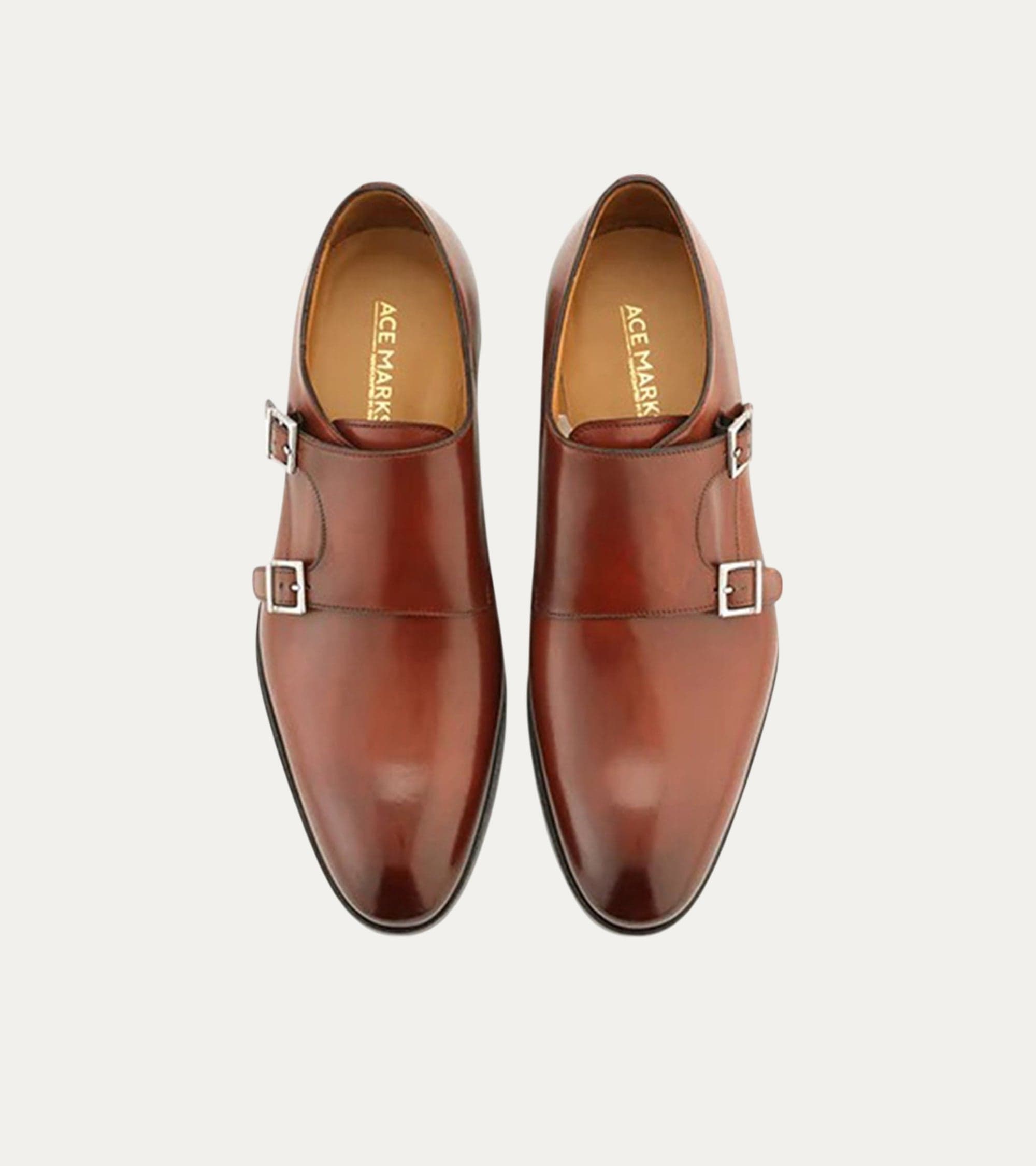 Ace Marks Kurt scarpe monk strap uomo pelle brandy