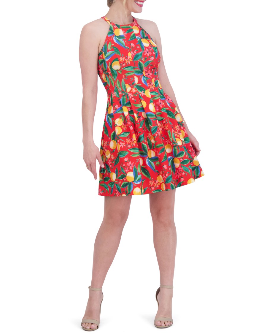 Vince Camuto Abito Corto Stampato Cut-Out Svasato