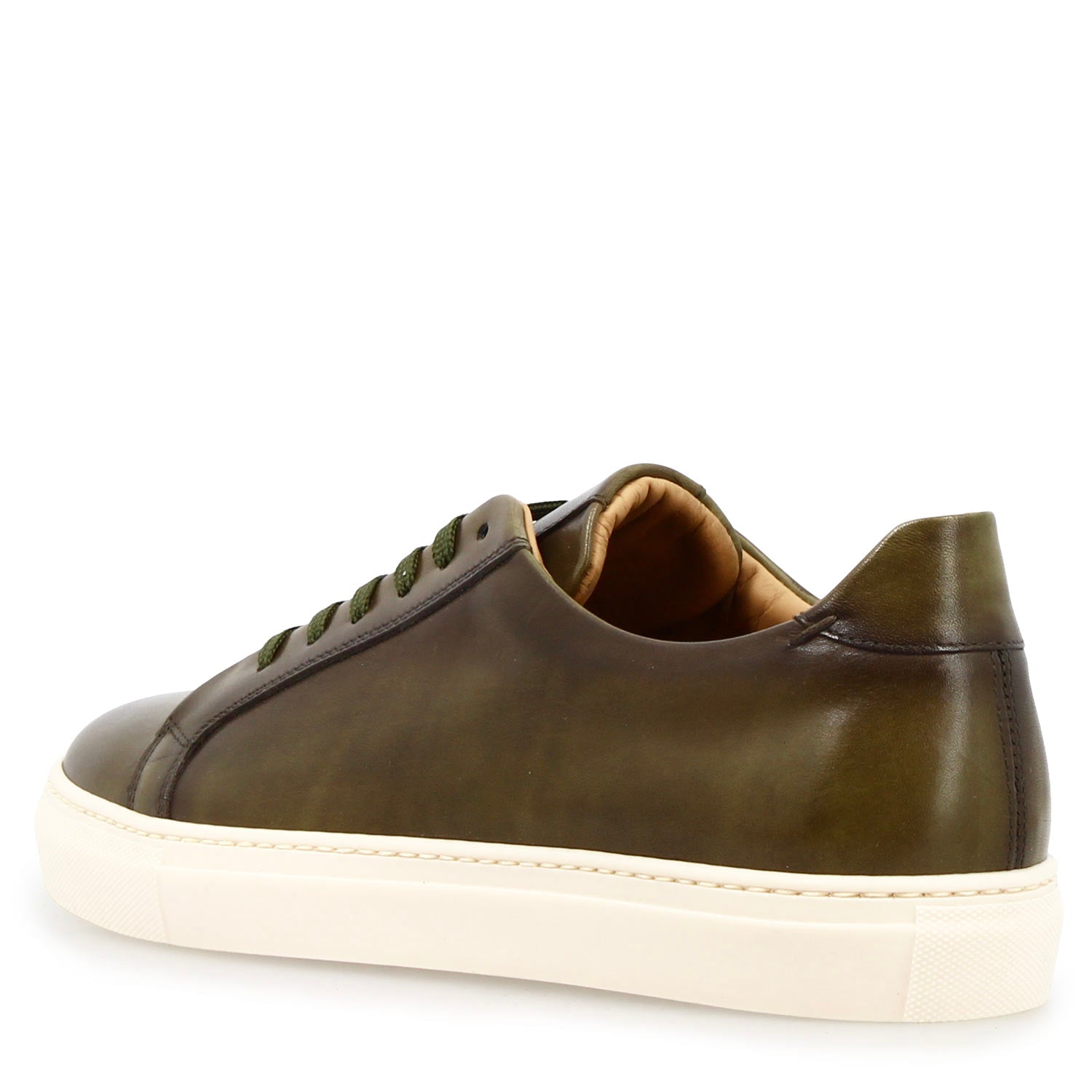 Leonardo Shoes Oreste sneakers uomo pelle verde oliva spazzolata