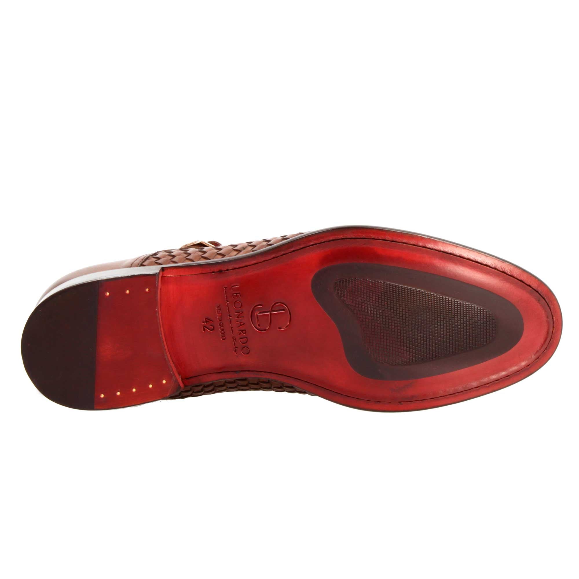 Leonardo Shoes francesina doppia fibbia pelle marrone siena