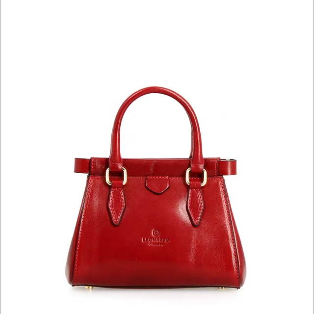 Leonardo Fiorenza borsetta pelle rosso tracolla 20 cm