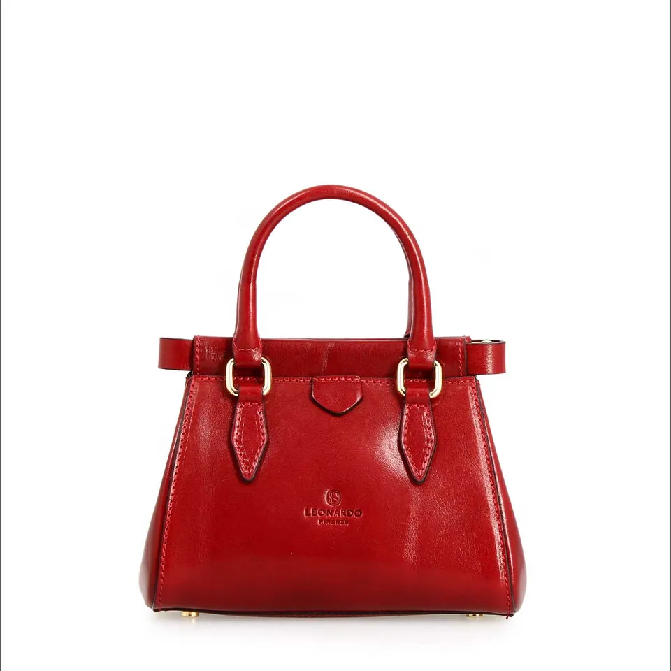 Leonardo Fiorenza borsetta pelle rosso tracolla 20 cm