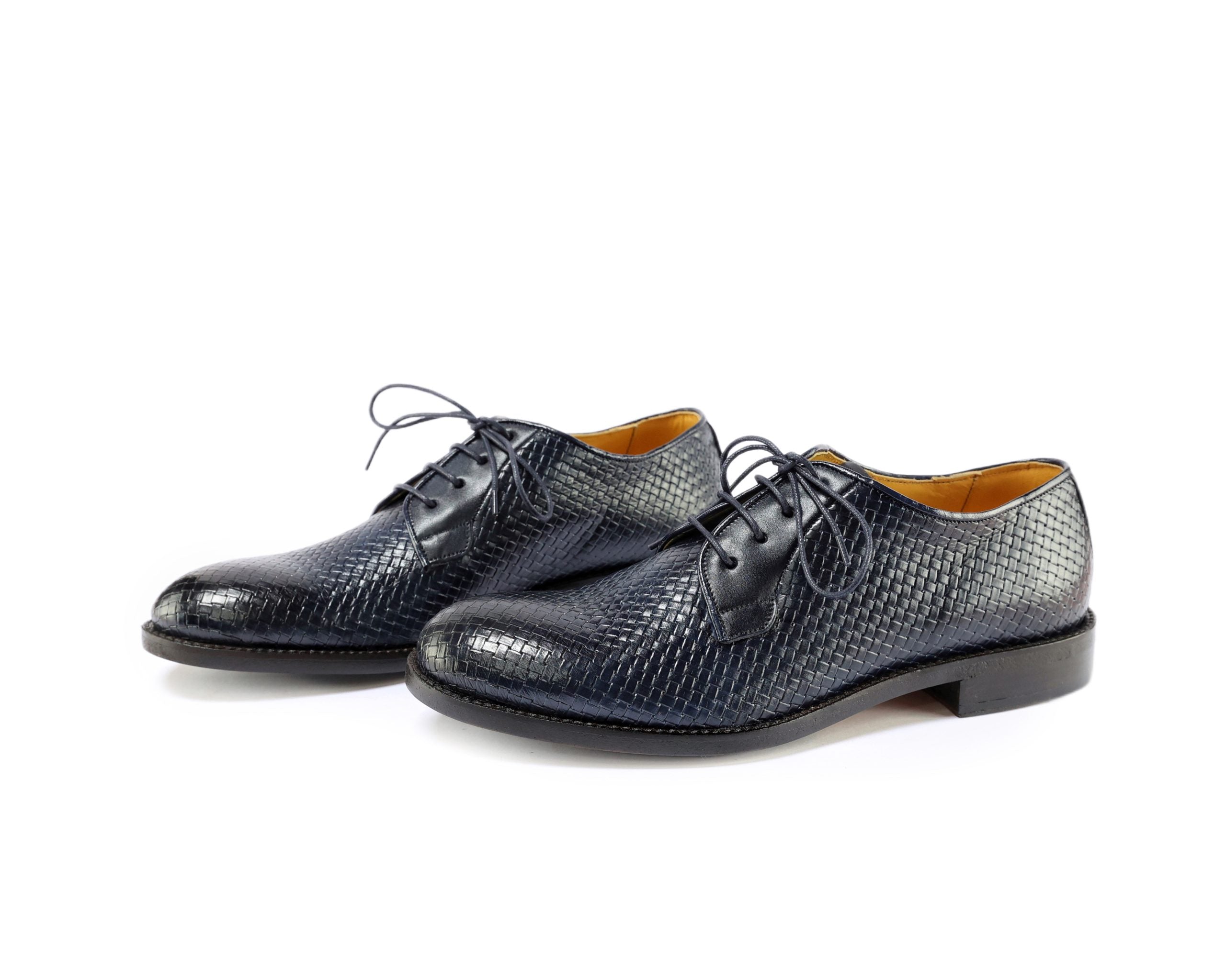 Ton Goût Tone derby uomo pelle blu tacco 25 mm