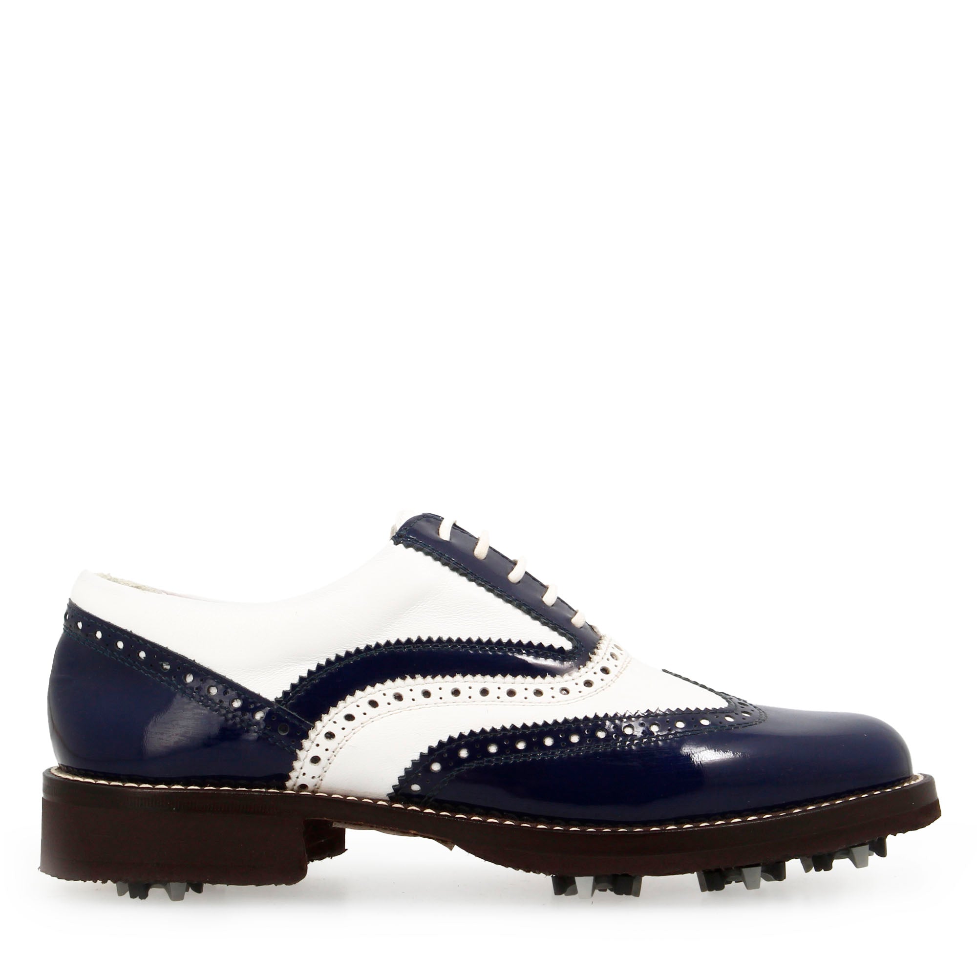 Leonardo Shoes Golf scarpe da golf bianco blu pelle pieno fiore