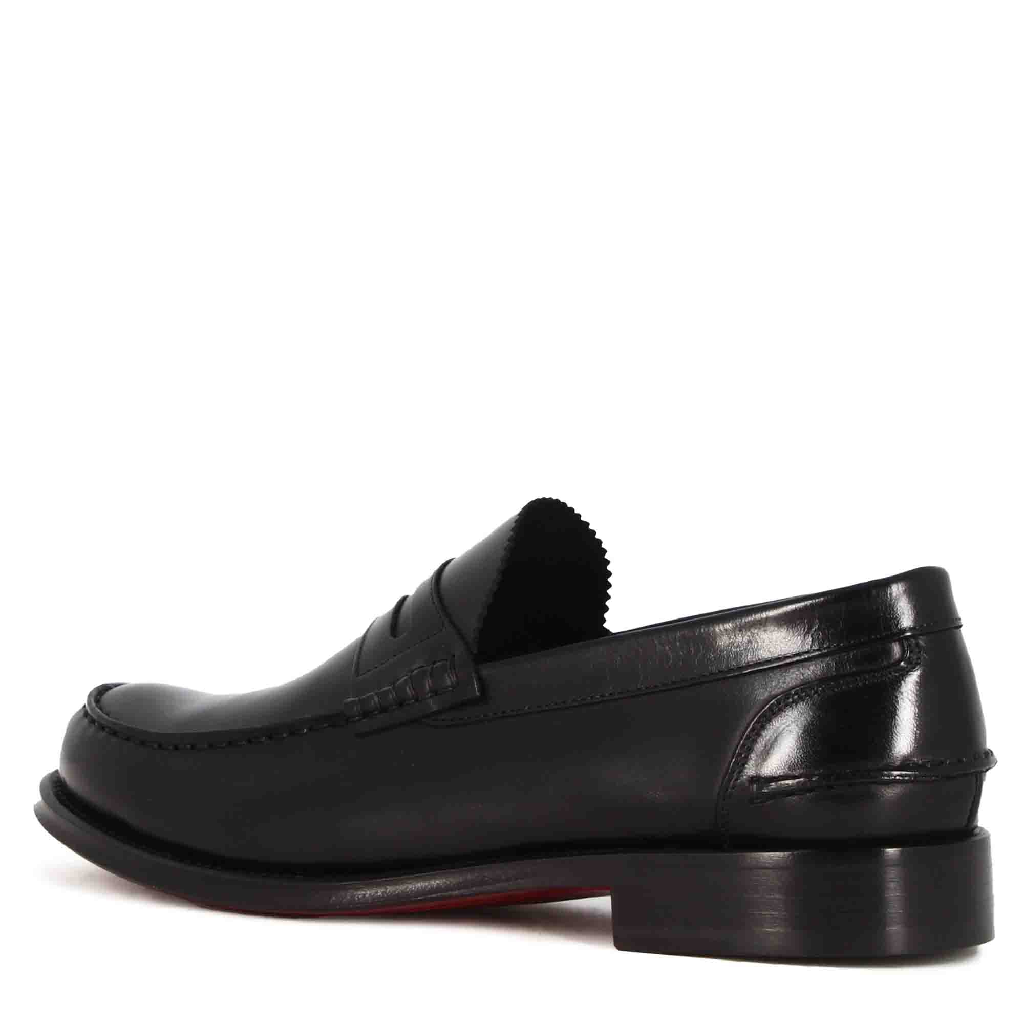 Leonardo Shoes College mocassino uomo pelle nero leone