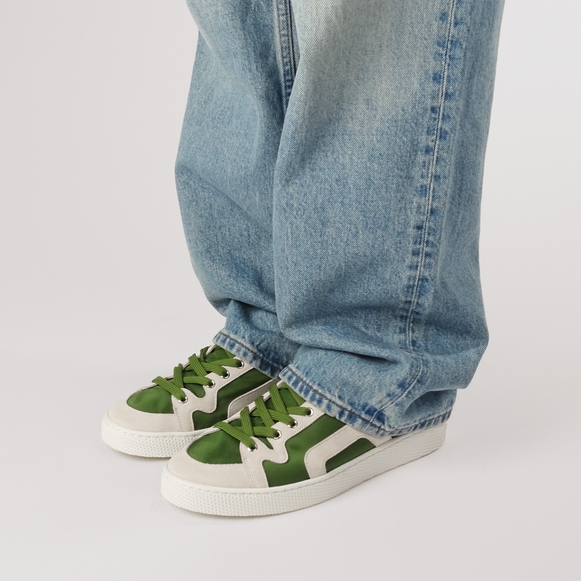 Pierre Hardy Alpha sneakers donna verdi pelle suola bianca