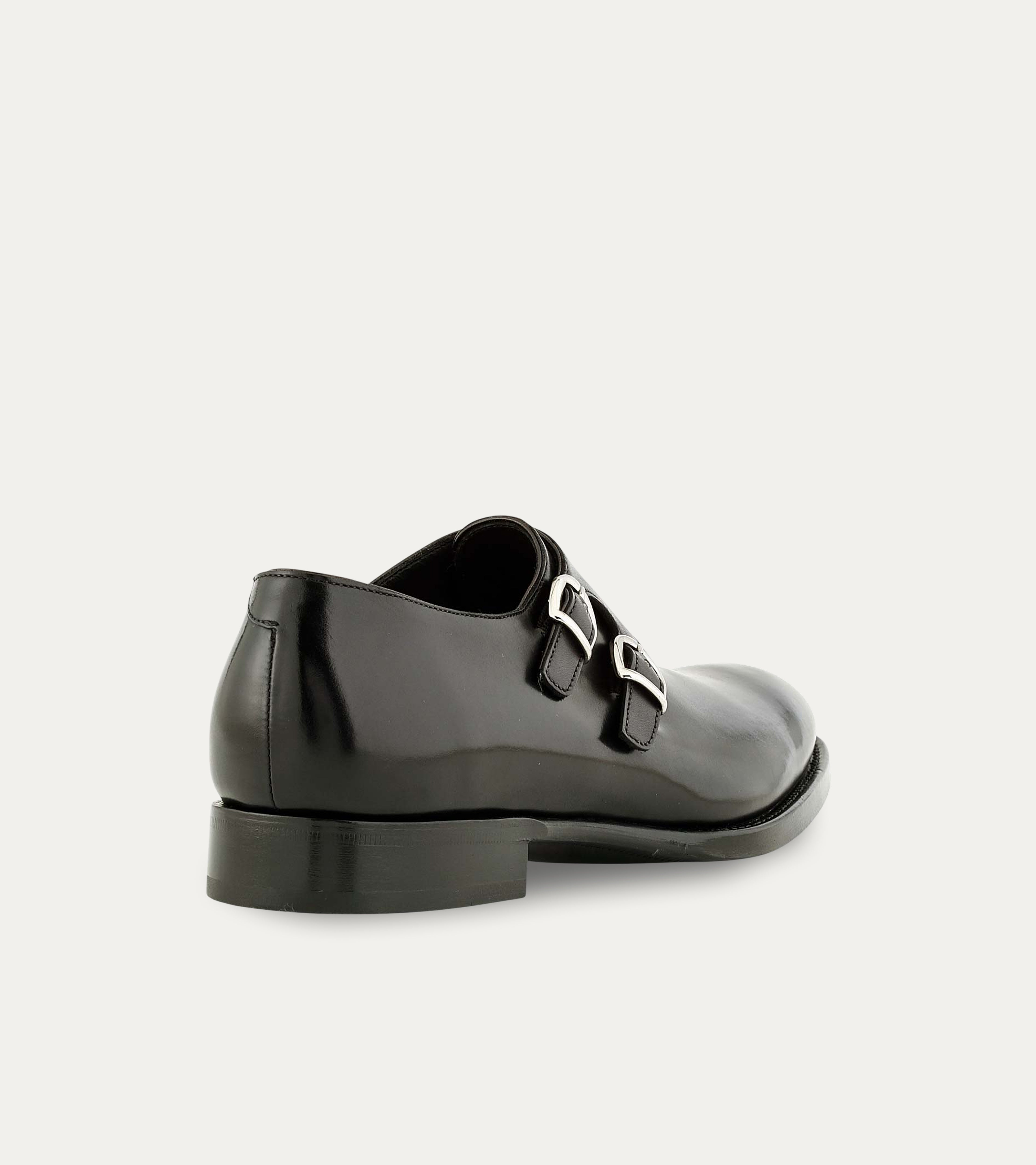 Ace Marks Alfie Double Monk Scarpe Uomo Nere Pelle