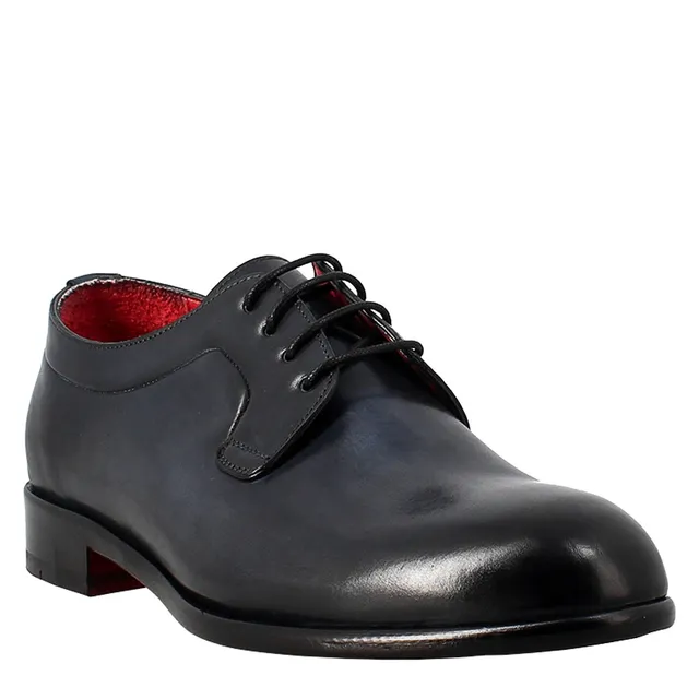 Leonardo Shoes Francesine Derby pelle liscia blu