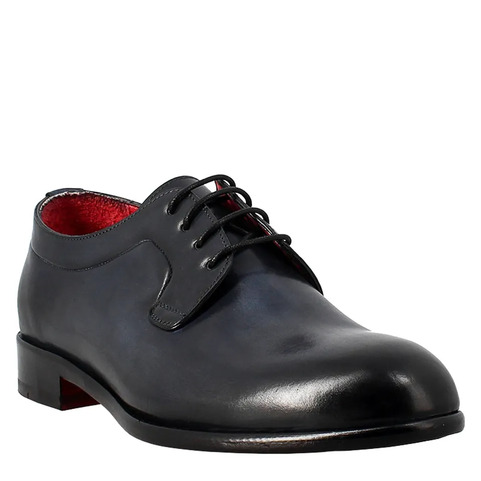 Leonardo Shoes Francesine Derby pelle liscia blu