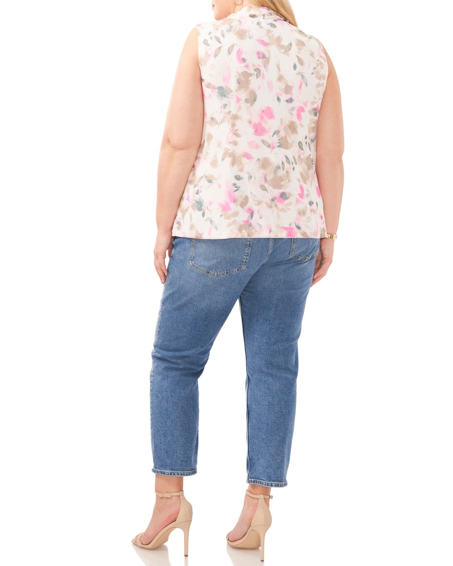 Vince Camuto top rete petali collo alto taglie forti
