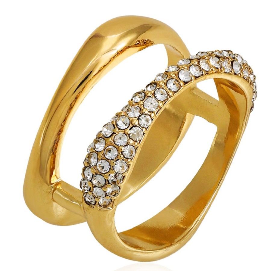 Vince Camuto anello doppia fascia oro cristallo misura 7