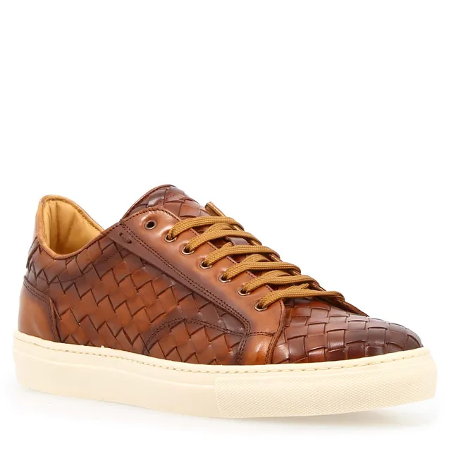 Leonardo Icaro Marrone Sneakers Uomo Pelle Intrecciata