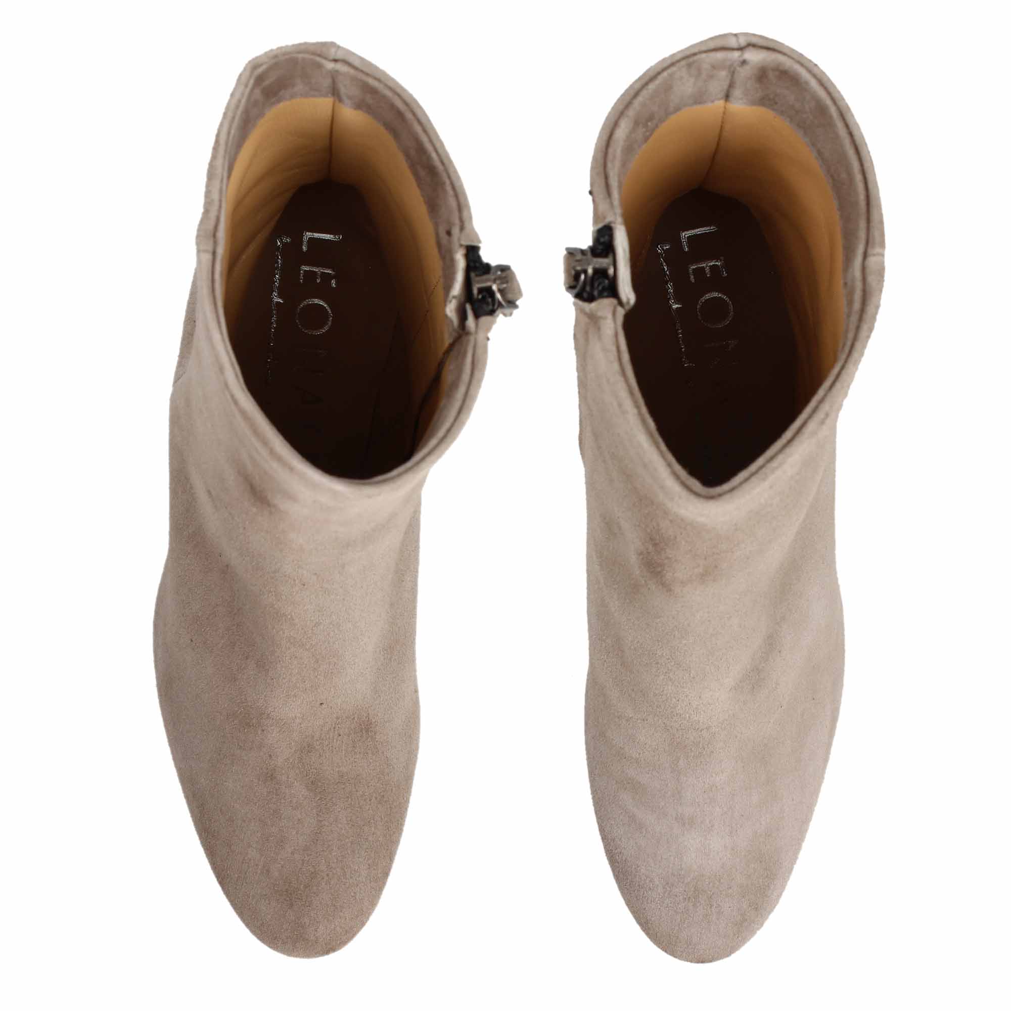 Leonardo Vesper C stivaletto donna camoscio grigio tacco alto