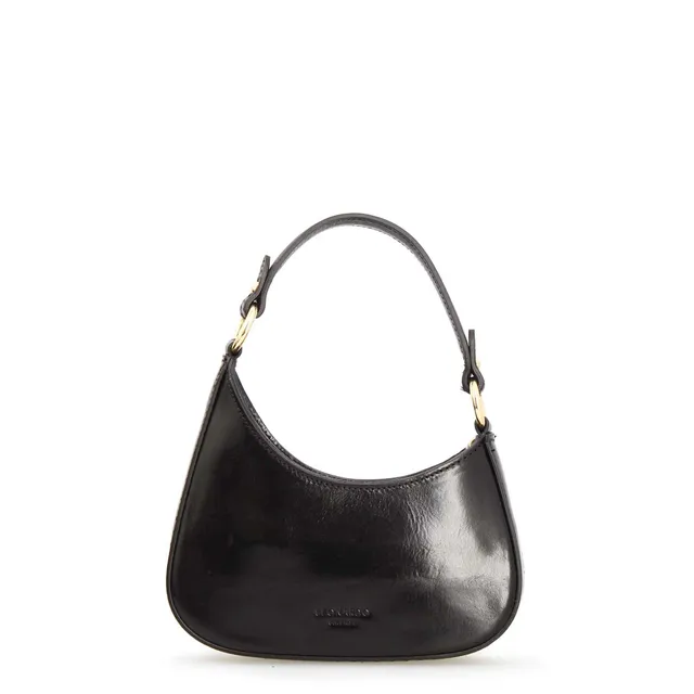 Leonardo Shoes Isotta S Borsa Donna mezzaluna pelle nera