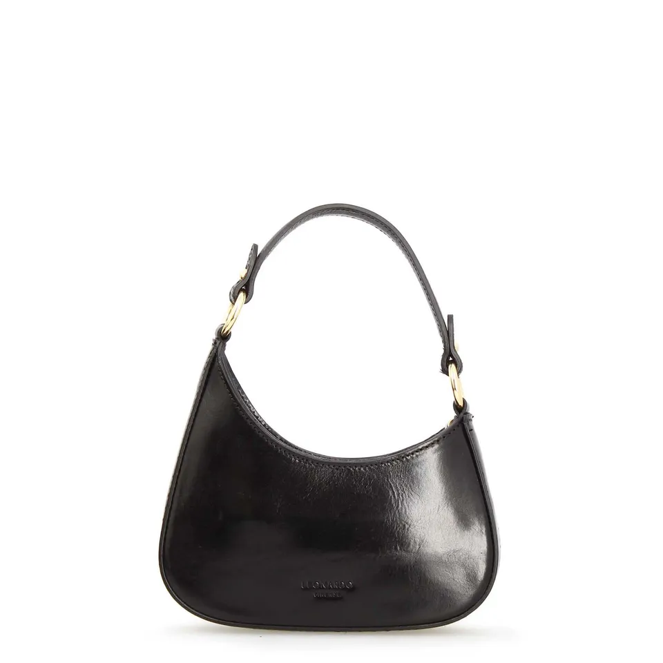 Leonardo Shoes Isotta S Borsa Donna mezzaluna pelle nera