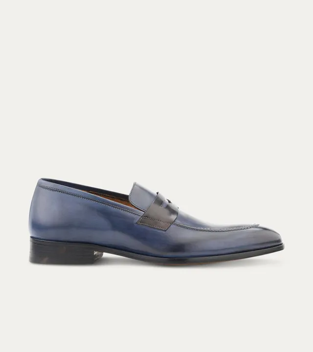 Ace Marks Greg mocassini uomo pelle avio nero penny loafer