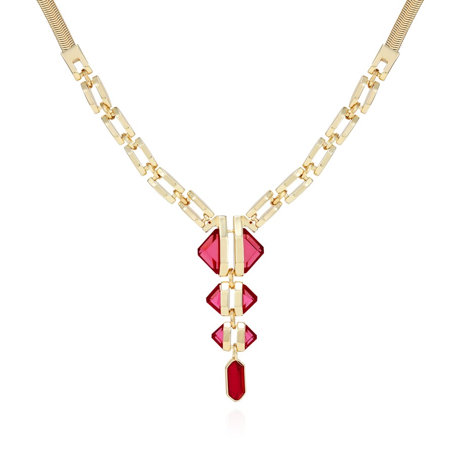 Vince Camuto Collana Pendente Pietra Rossa Oro