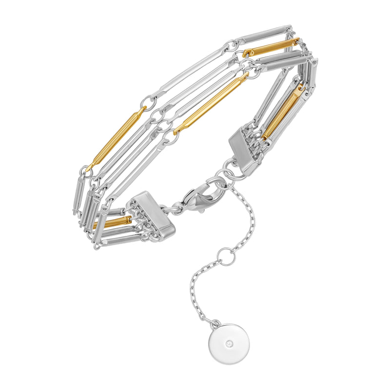 Vince Camuto Bracciale Multi Riga Bicolore Oro Argento