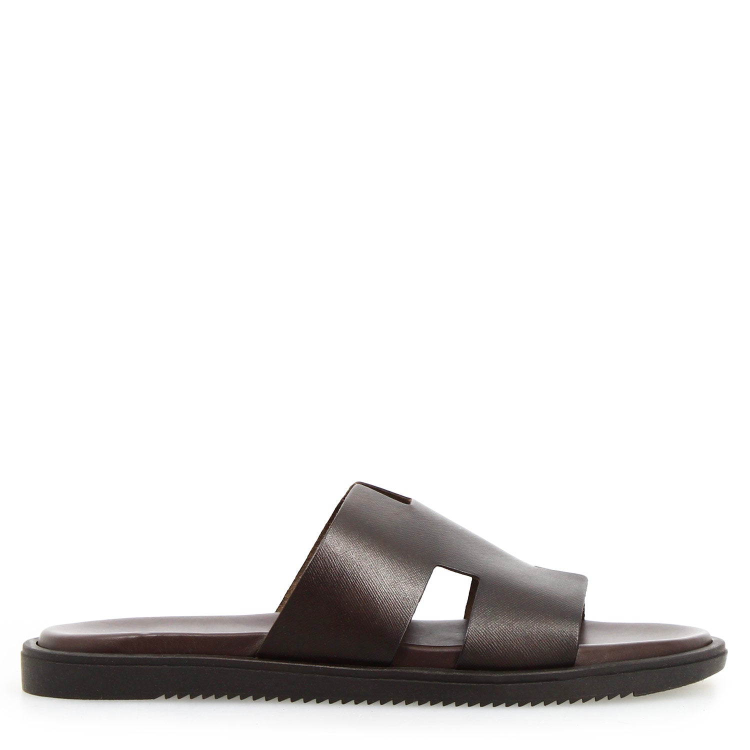 Leonardo Shoes M7805 sandali uomo marrone scuro pelle
