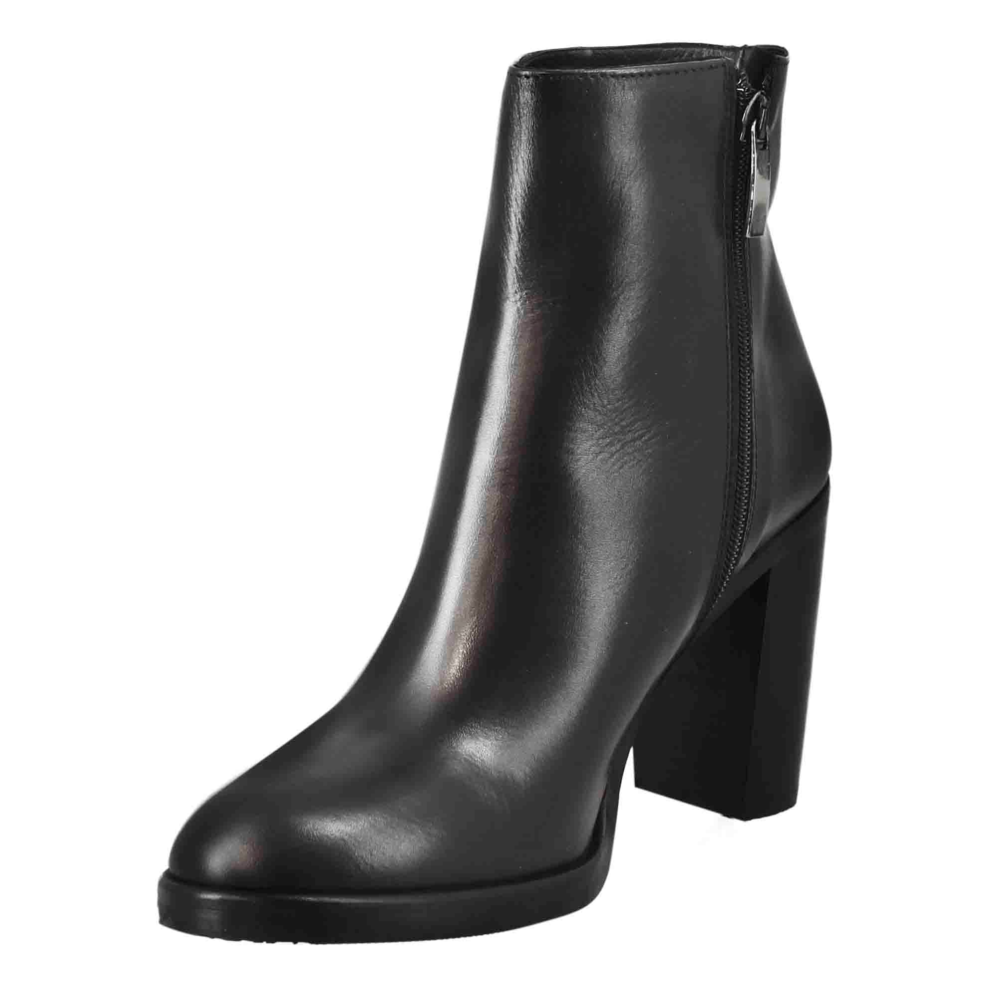 Leonardo Shoes stivaletti donna pelle nero tacco alto 9 cm