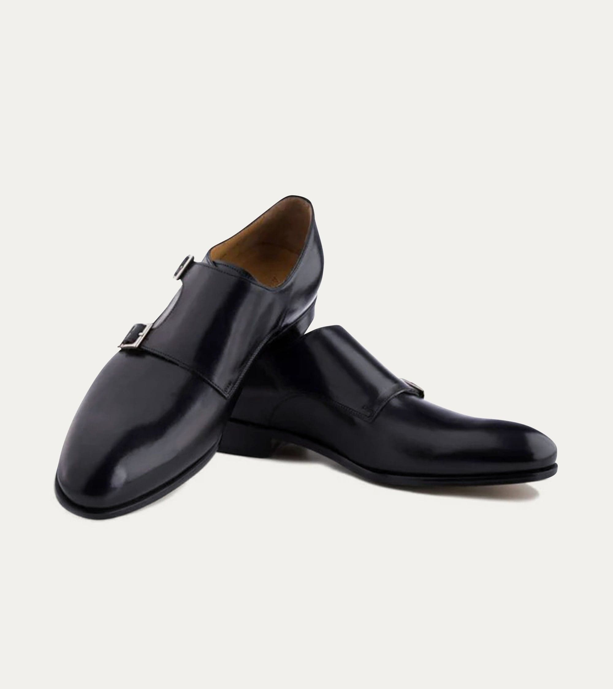 Ace Marks Kurt Black Antique Scarpe Monk Strap Nere Pelle