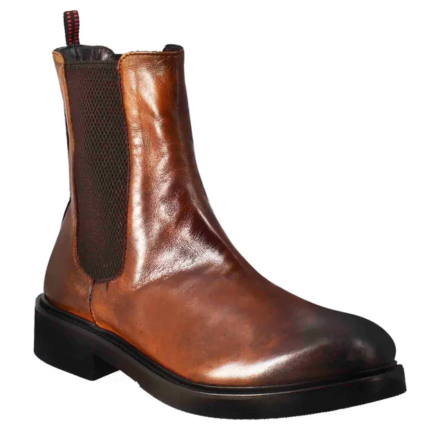 Leonardo Shoes Paupa Chelsea Cuoio Scuro in Pelle