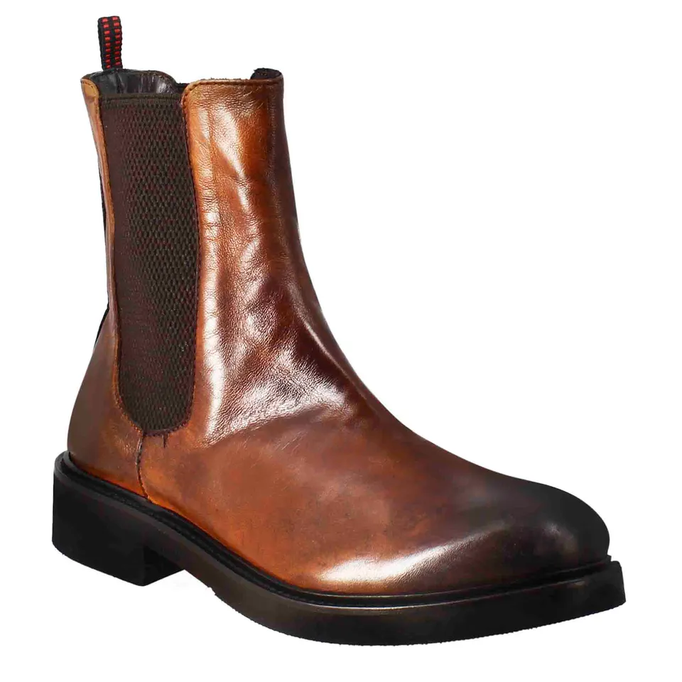 Leonardo Shoes Paupa Chelsea Cuoio Scuro in Pelle